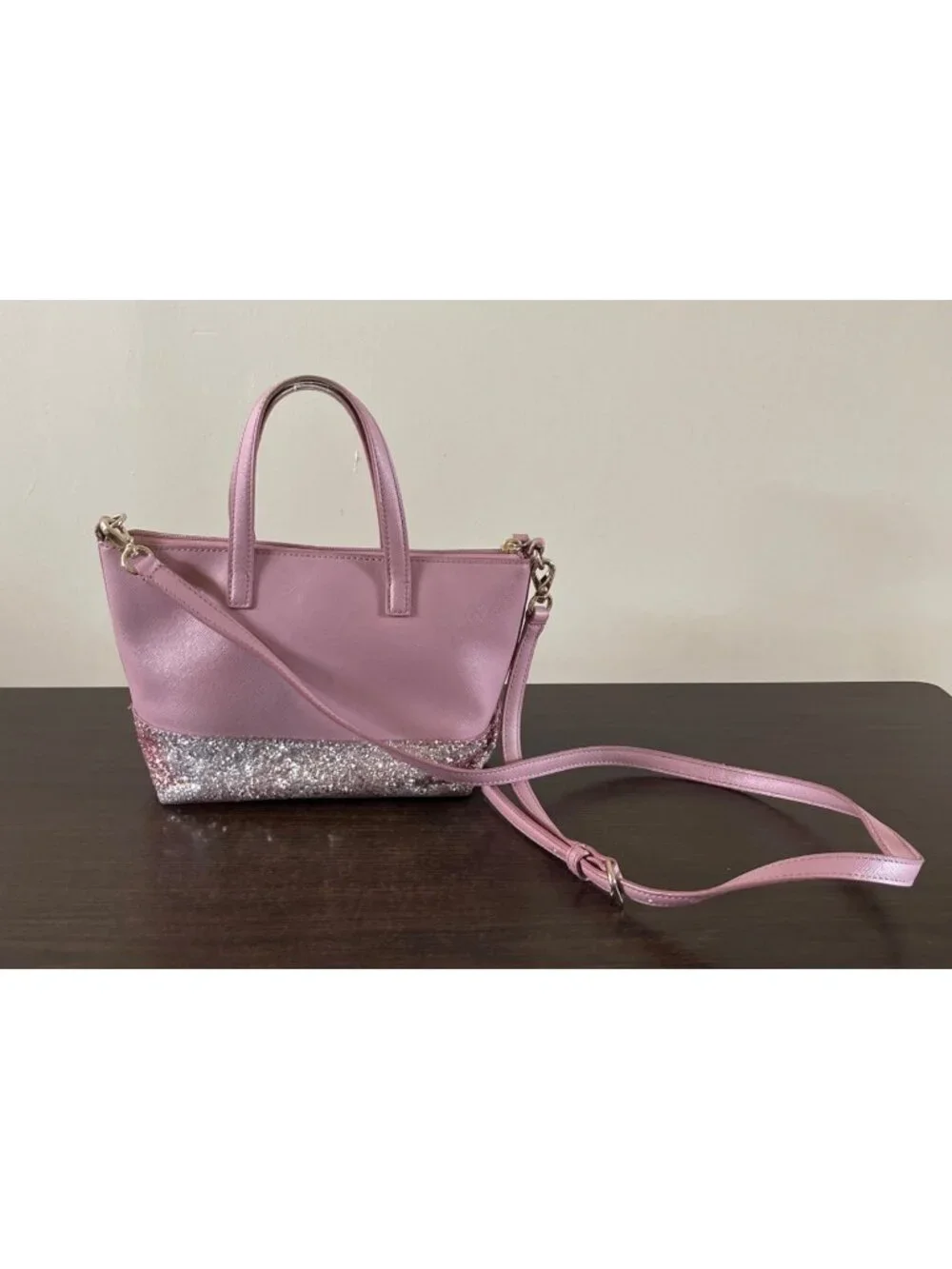 Kate Spade Pink New York Ina Greta Crossbody Purse With Matching Wallet Glitter
